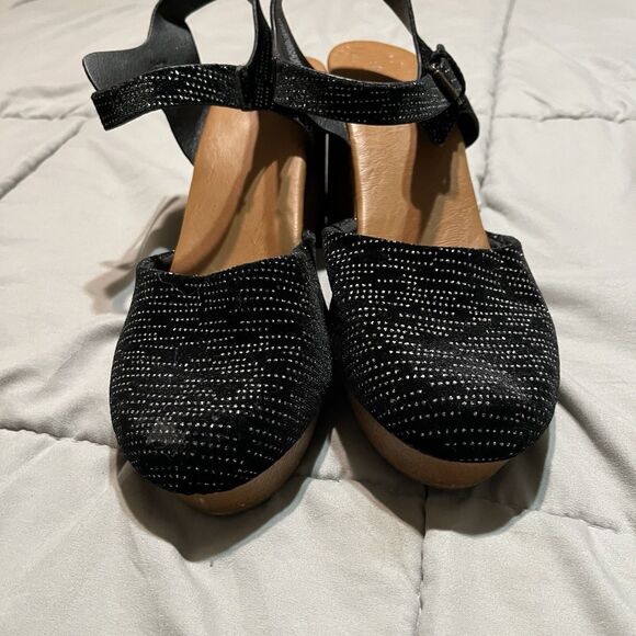 Universal Thread Womens Size 11 Marcia Clogged Heel Jet Black Sparkle Clogs - Picture 3 of 9